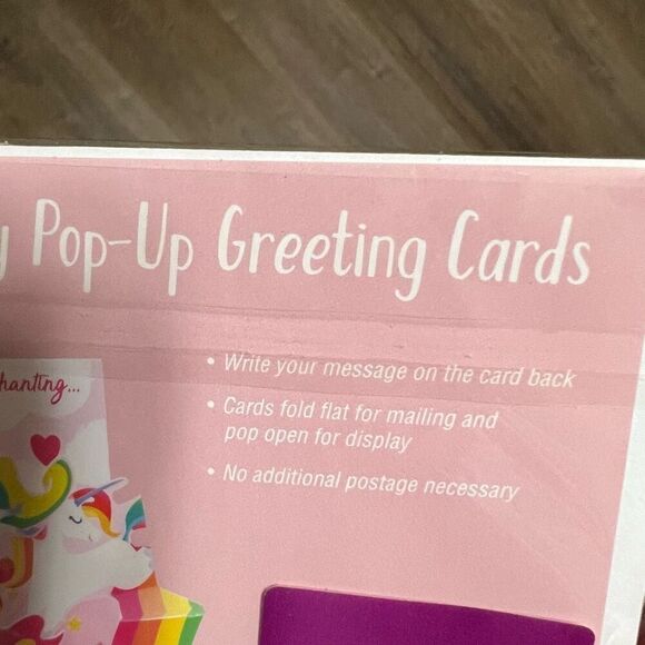 Pop-up Unicorn Valentine’s Day Card 4.5” x 4.5” You Are Enchanting Pink NWT New - Picture 9 of 10